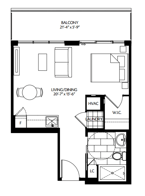 floorplan for Viva Leaside Studio suite