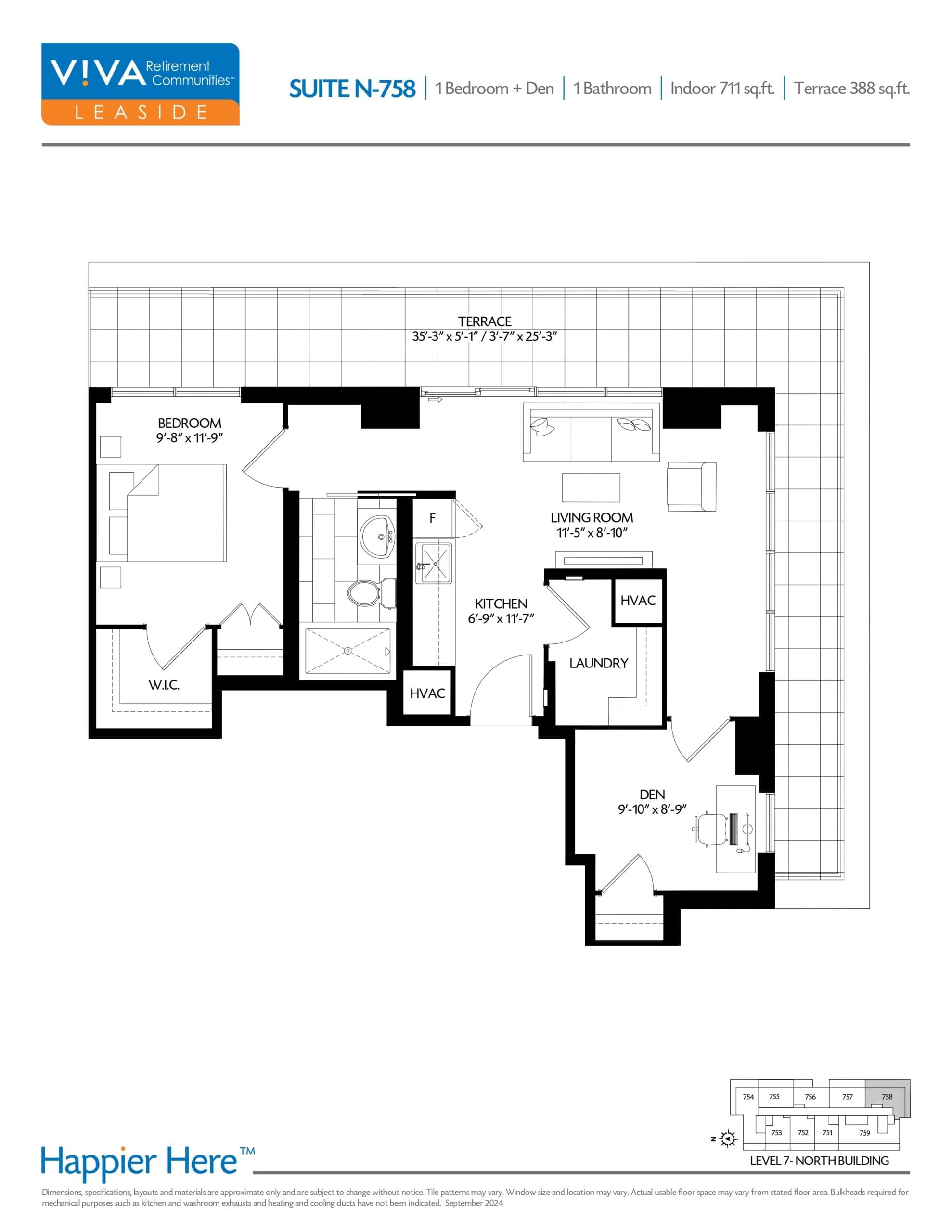 floorplan for Viva Leaside 1+ Den