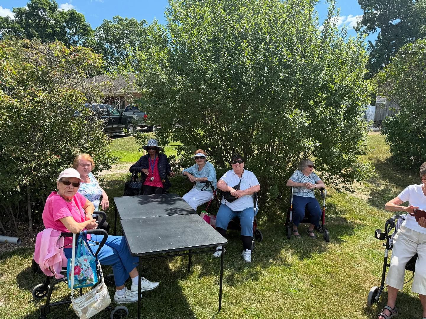 An elderly people on the walk.