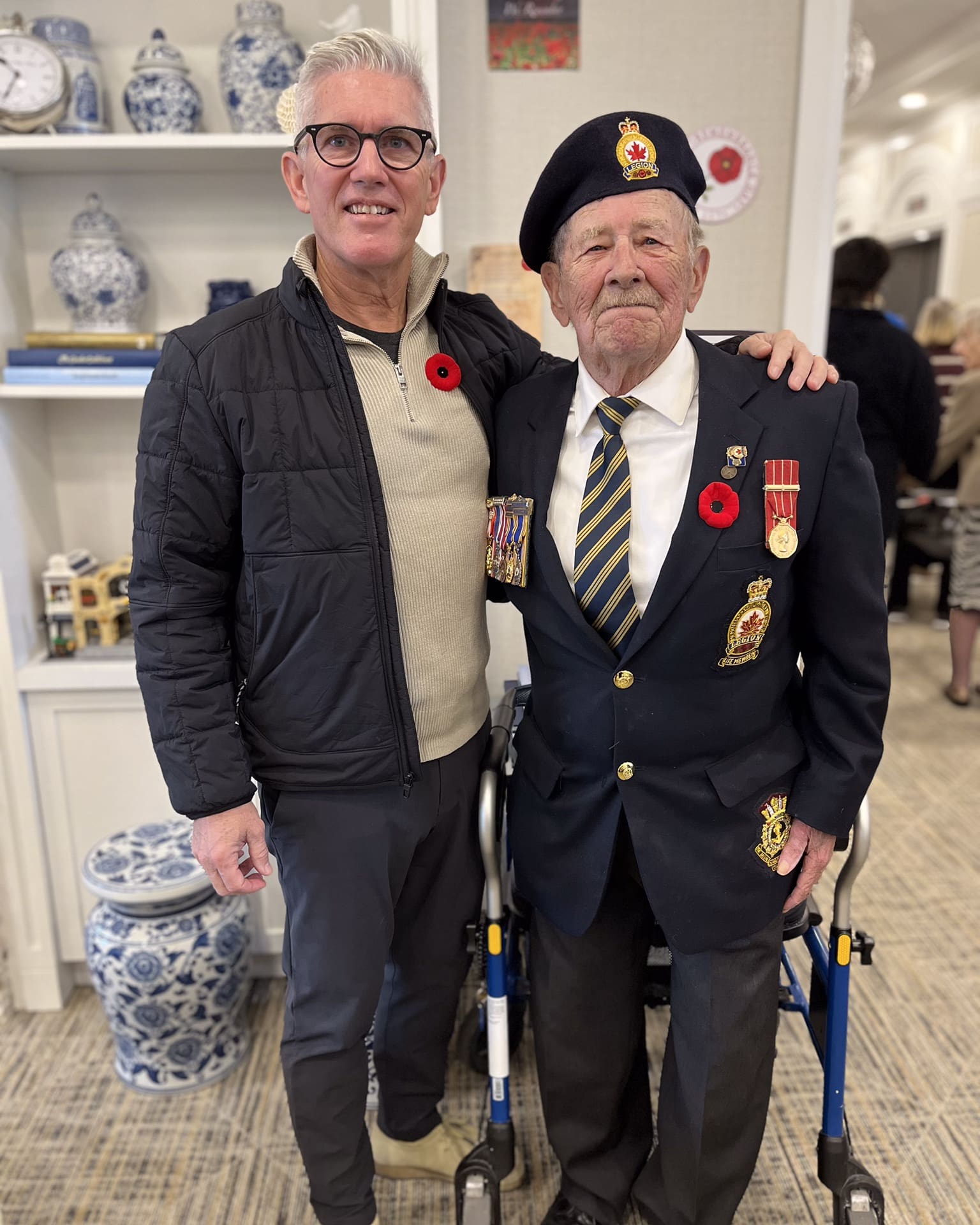 An elderly people on the walk.